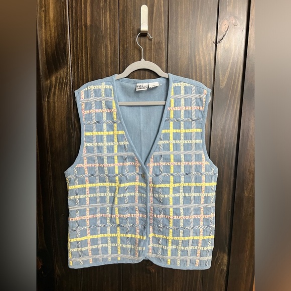 Vintage 1990s Women's Vest Cottage Core Napa Valley Lattice Patchwork-Size:L - Picture 2 of 13